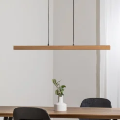 TK Lighting Pendellamper|Pendellamper>LED-hængelampe Teo, fyrretræ, længde 96 cm, træ, bjælkeform