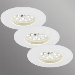 Briloner Loftlamper|Indbygningsspots>LED-indbygningslampe Attach Dim, IP44, sæt med 3, hvid