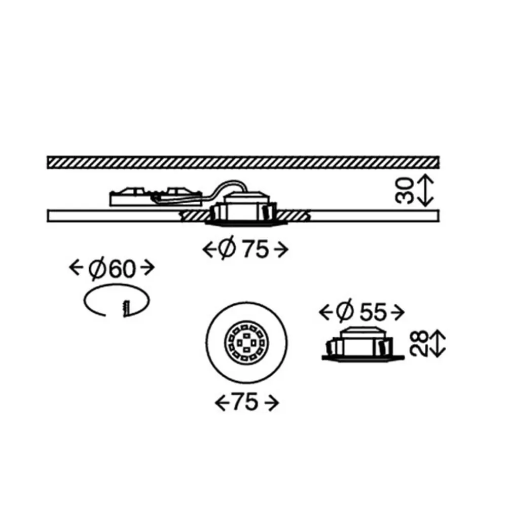 Briloner Loftlamper|Indbygningsspots>LED-indbygningslampe Attach Dim, IP44, sæt med 3, hvid
