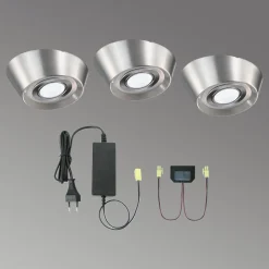 LED-indbygningslampe PAL CF, 12 cm Ø i sæt af 3^Evotec