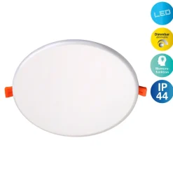 Näve LED-indbygningslampe Suma, Ø 21,5 cm, hvid, dæmpbar, IP44