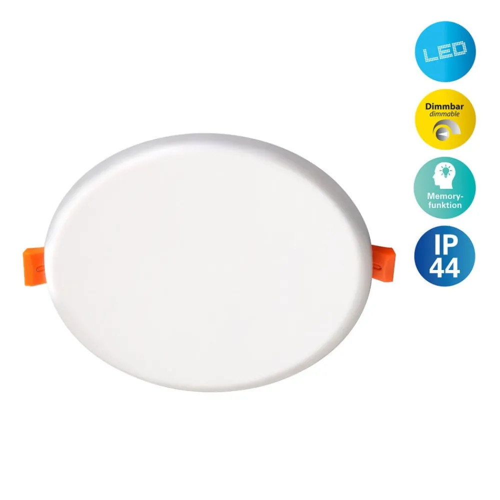 Näve LED-indbygningslampe Suma, Ø 15,5 cm, hvid, dæmpbar, IP44