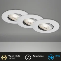 Briloner LED-indbygningsspot 7602 3 IP65 3.000 K krom mat