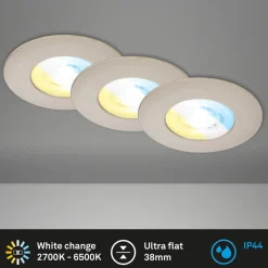 LED-indbygningsspot 7605 IP44 3er CTS nikkel mat^Briloner Outlet