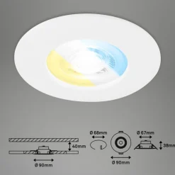 LED-indbygningsspot 7605 IP44 3sæt CTS hvid^Briloner Hot