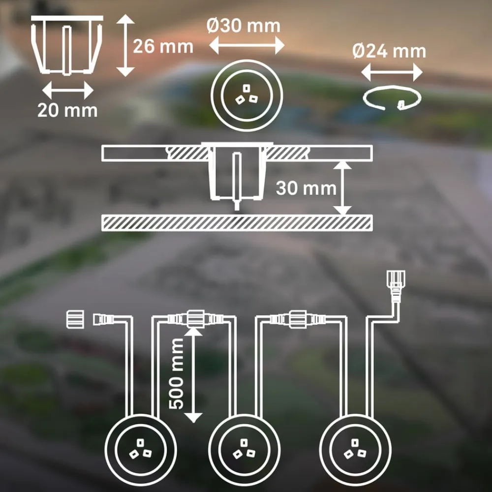Briloner Nedgravet Udebelysning|Udendørs Spot>LED-indbygningsspot 3913032 IP67 12V 3x-udvidelse 3cm stål