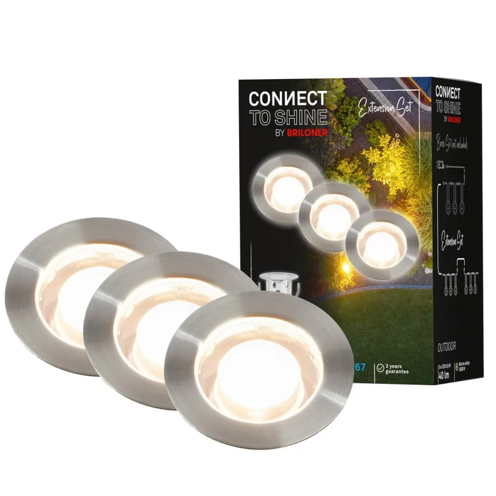 Briloner Nedgravet Udebelysning|Udendørs Spot>LED-indbygningsspot 3913032 IP67 12V 3x-udvidelse 3cm stål
