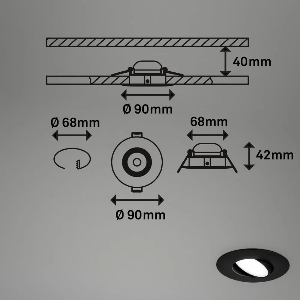 Briloner Loftlamper|Indbygningsspots>LED-indbygningsspot 7597 3sæt IP65 4.000 K sort