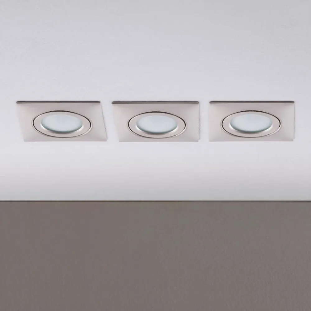 Lindby Loftlamper|Indbygningsspots>LED-indbygningsspot Andrej, kantet, nikkel, sæt med 3 stk