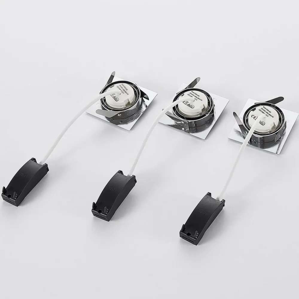 Lindby Loftlamper|Indbygningsspots>LED-indbygningsspot Andrej, kantet, nikkel, sæt med 3 stk