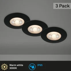 LED-indbygningsspot Kulana sort sæt af 3 IP65^Briloner Outlet