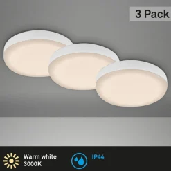 LED-indbygningsspot Plat, hvid, sæt af 3, 3.000 K^Briloner Outlet