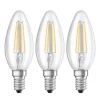 OSRAM Filament Pære|Led Pærer>LED-kertepære E14 4 W filament 2.700K 3 stk