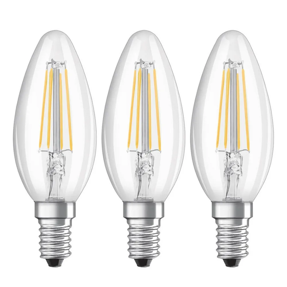 OSRAM Filament Pære|Led Pærer>LED-kertepære E14 4 W filament 2.700K 3 stk