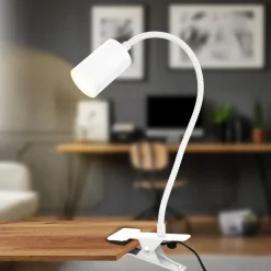 Briloner LED-klemmelampe Fleks, hvid, fleksibel, metal