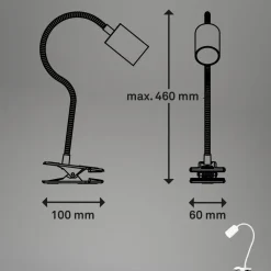 Briloner LED-klemmelampe Fleks, hvid, fleksibel, metal
