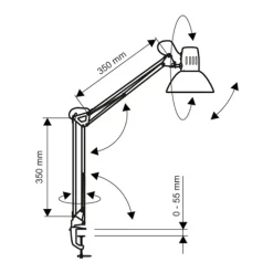 Maul Arbejdsrum/Kontor>LED-klemmelampe study, hvid, stål, højde 44 cm, E27