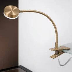 ORION Arbejdsrum/Kontor|Bordlamper>LED-klemmelampe Mira, fleksibel arm, guld
