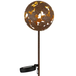 LED-lampe med jordspyd 36747, kugle, rustbrun, metal^Globo Outlet