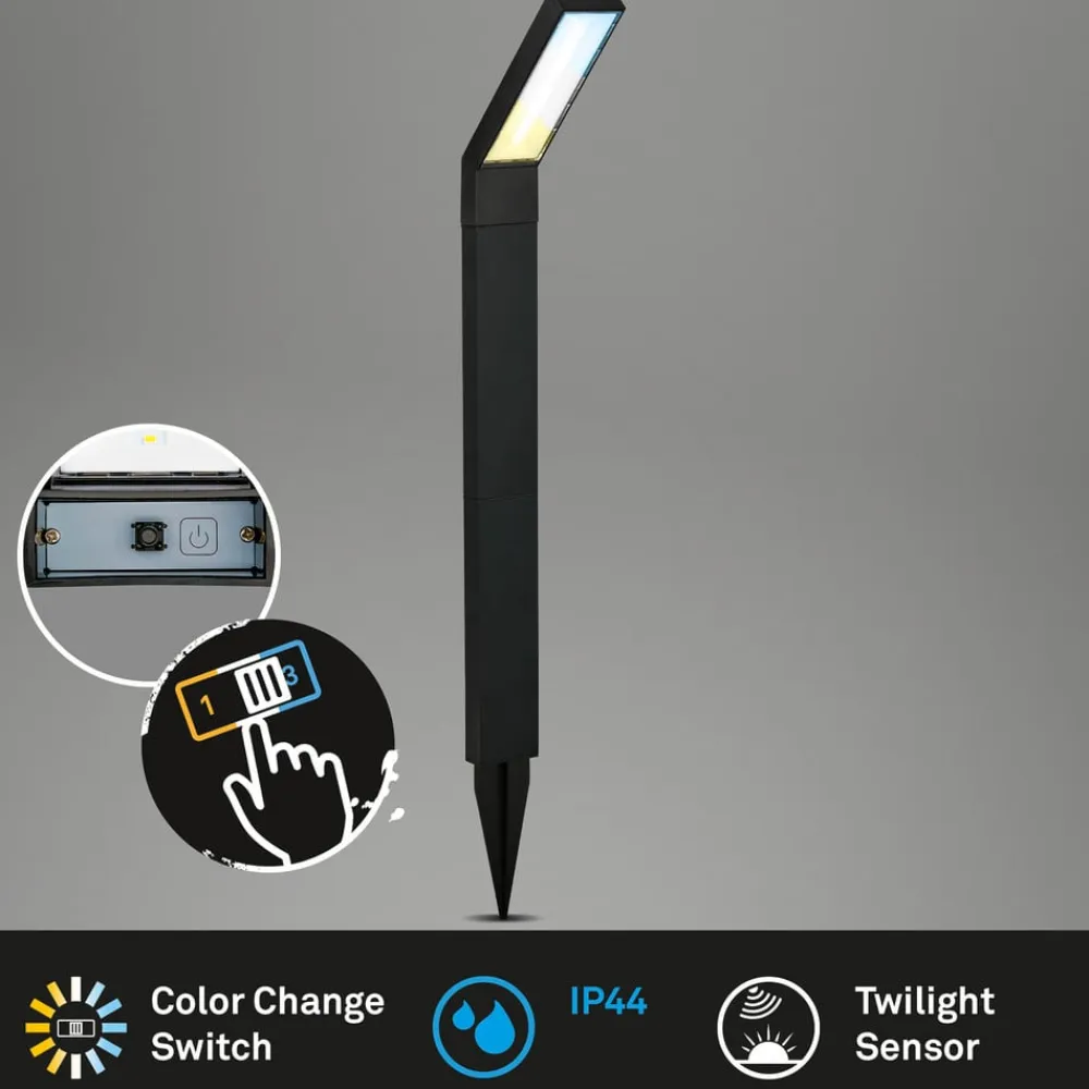Briloner LED-lampe med jordspyd 3796015, sort, plast, CCT