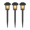 LED-lampe med jordspyd 33577-3, sort, plast, 3 stk^Globo