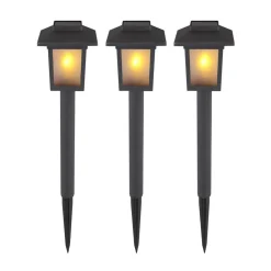LED-lampe med jordspyd 33577-3, sort, plast, 3 stk^Globo