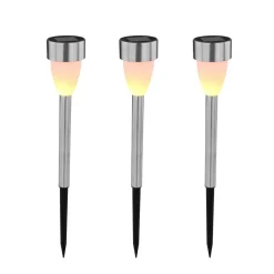 Globo Dekorationsbelysning|Solcellelamper>LED-lampe med jordspyd 33576-3, stål, 3 stk