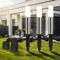 LED-lampe med jordspyd 3926032 12V 3x-udvidelse Stål Ø 4cm^Briloner