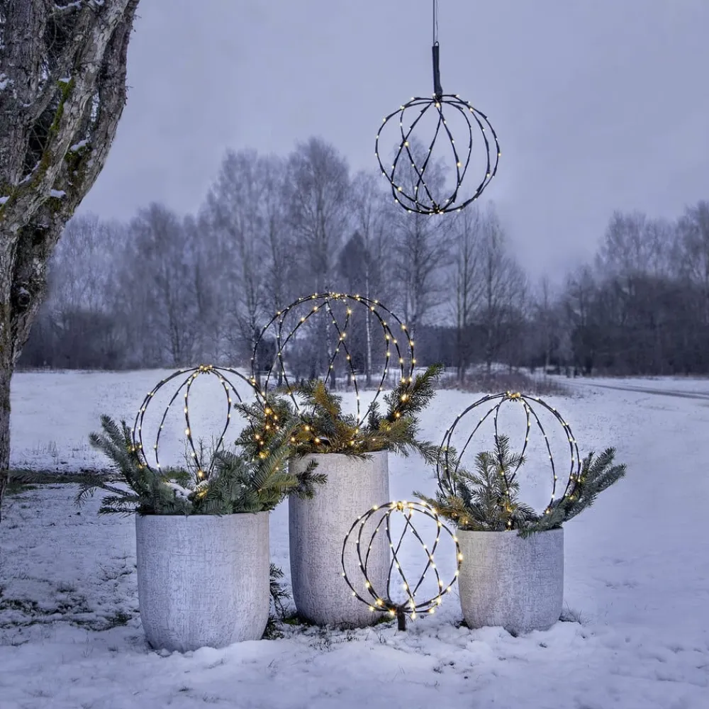 STAR TRADING Dekorationsbelysning>LED-lampe med jordspyd Kugle, Ø 30 cm, sort metalbatteri