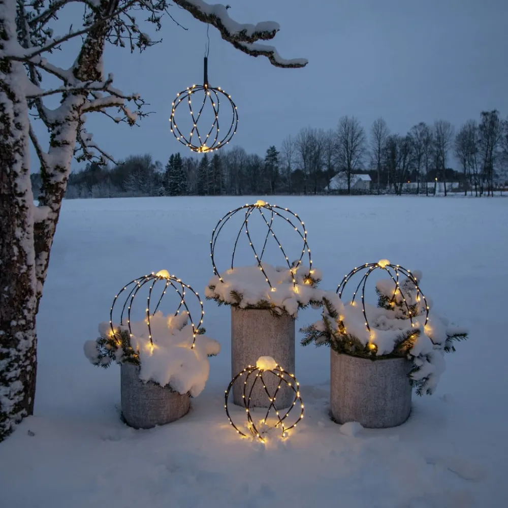 STAR TRADING Dekorationsbelysning>LED-lampe med jordspyd Kugle, Ø 30 cm, sort metalbatteri