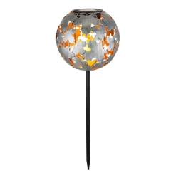 Globo Solcellelamper>LED-lampe med jordspyd 36748S, kugle, sølv, metal