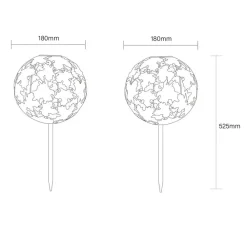 Globo Solcellelamper>LED-lampe med jordspyd 36748S, kugle, sølv, metal