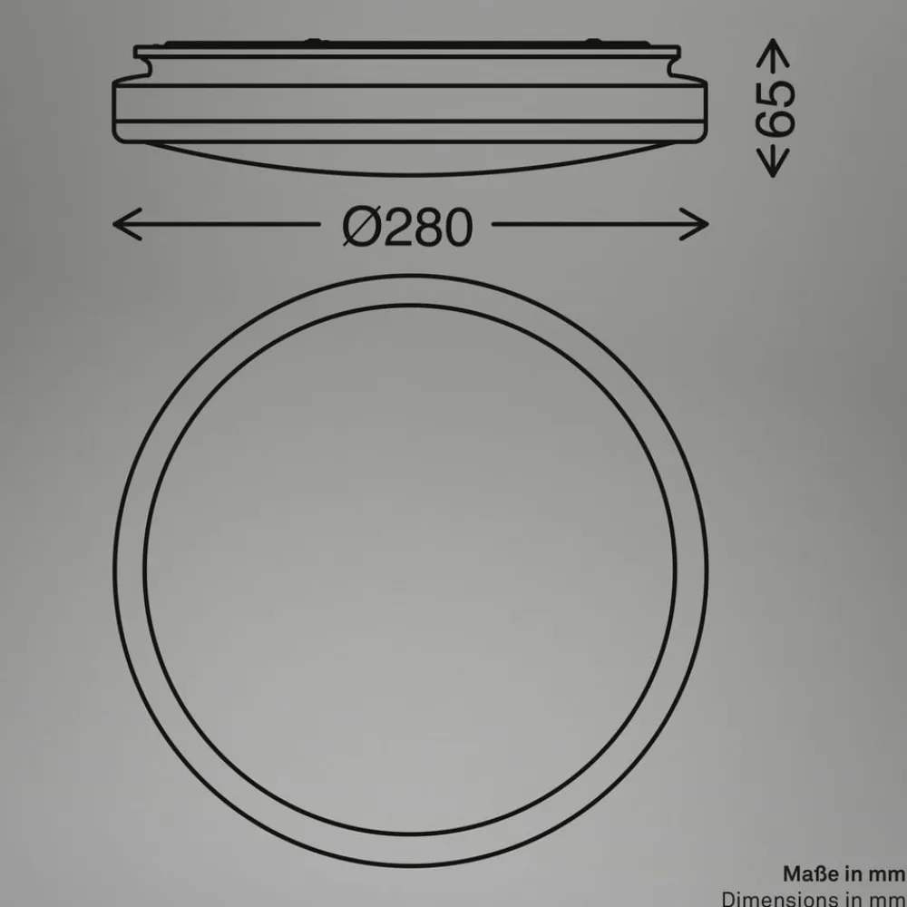 Briloner LED-loftlampe Acorus, Ø 28 cm, hvid/træfarvet, IP44