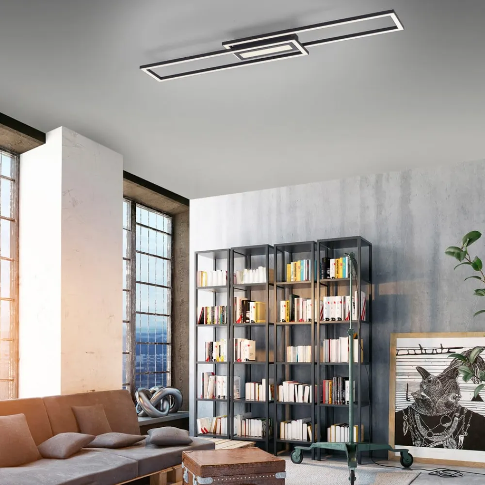 JUST LIGHT. GmbH LED-loftlampe Asmin, CCT, sort, 95x17,5cm