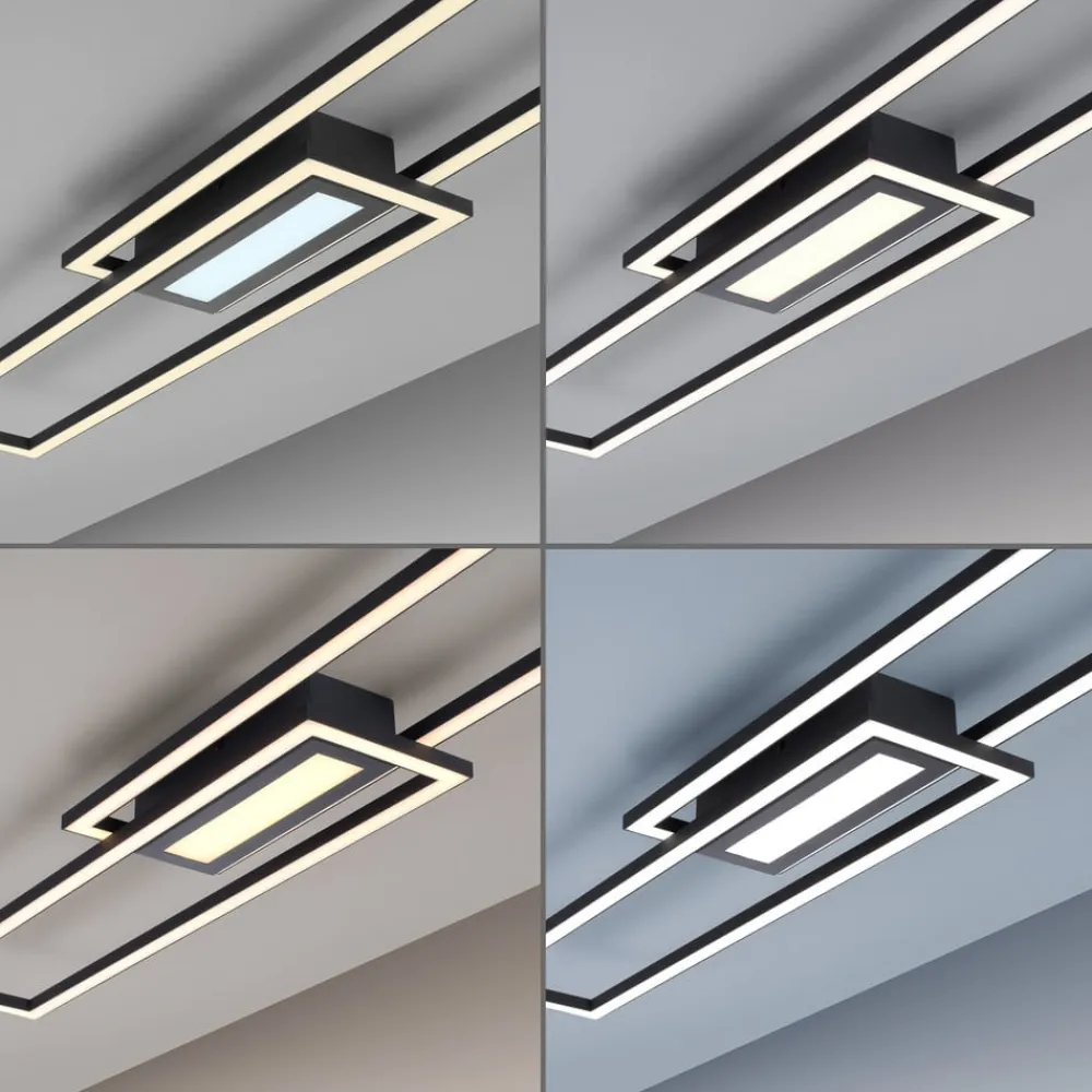 JUST LIGHT. GmbH LED-loftlampe Asmin, CCT, sort, 95x17,5cm