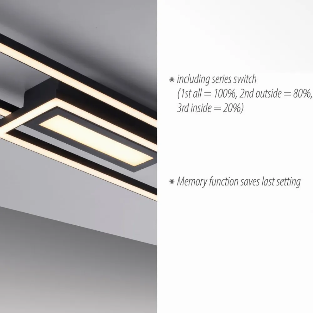 JUST LIGHT. GmbH LED-loftlampe Asmin, CCT, sort, 95x17,5cm