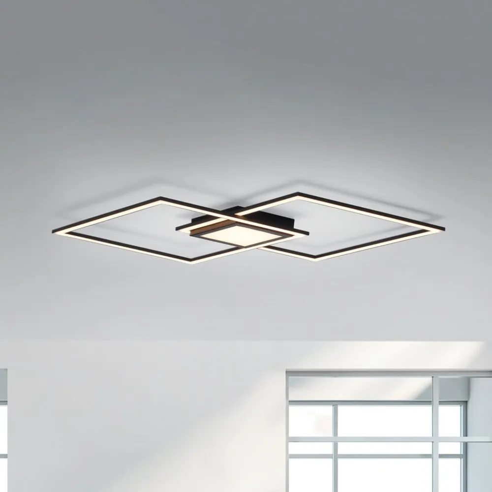 LED-loftlampe Asmin, CCT, sort, 106x37cm^JUST LIGHT. GmbH