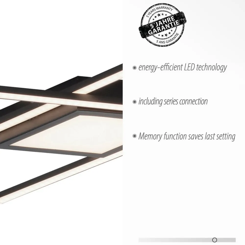 LED-loftlampe Asmin, CCT, sort, 106x37cm^JUST LIGHT. GmbH