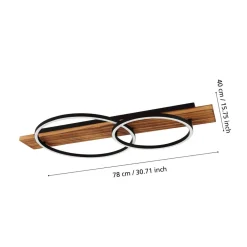 LED-loftlampe Boyal, brun, længde 78 cm, træ, 2 lyskilder.^EGLO Clearance