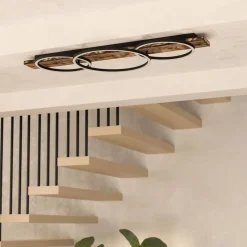 LED-loftlampe Boyal, sort, længde 101 cm, træ, 3 lyskilder.^EGLO Best