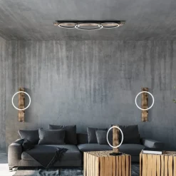 LED-loftlampe Boyal, sort, længde 101 cm, træ, 3 lyskilder.^EGLO Best