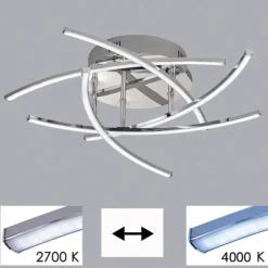 LED-loftlampe Cross tunable white, 5 lys, krom^FISCHER & HONSEL Online
