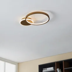 EGLO LED-loftlampe Gafares, guld, aluminium, 41 cm fjernbetjening CCT