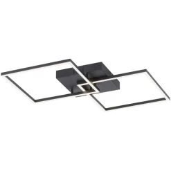 JUST LIGHT. GmbH LED-loftlampe Iven, dæmpbar, sort, 53x53cm