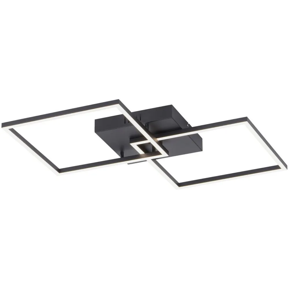 JUST LIGHT. GmbH LED-loftlampe Iven, dæmpbar, sort, 53x53cm