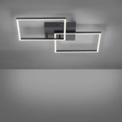 JUST LIGHT. GmbH LED-loftlampe Iven, dæmpbar, sort, 53x53cm