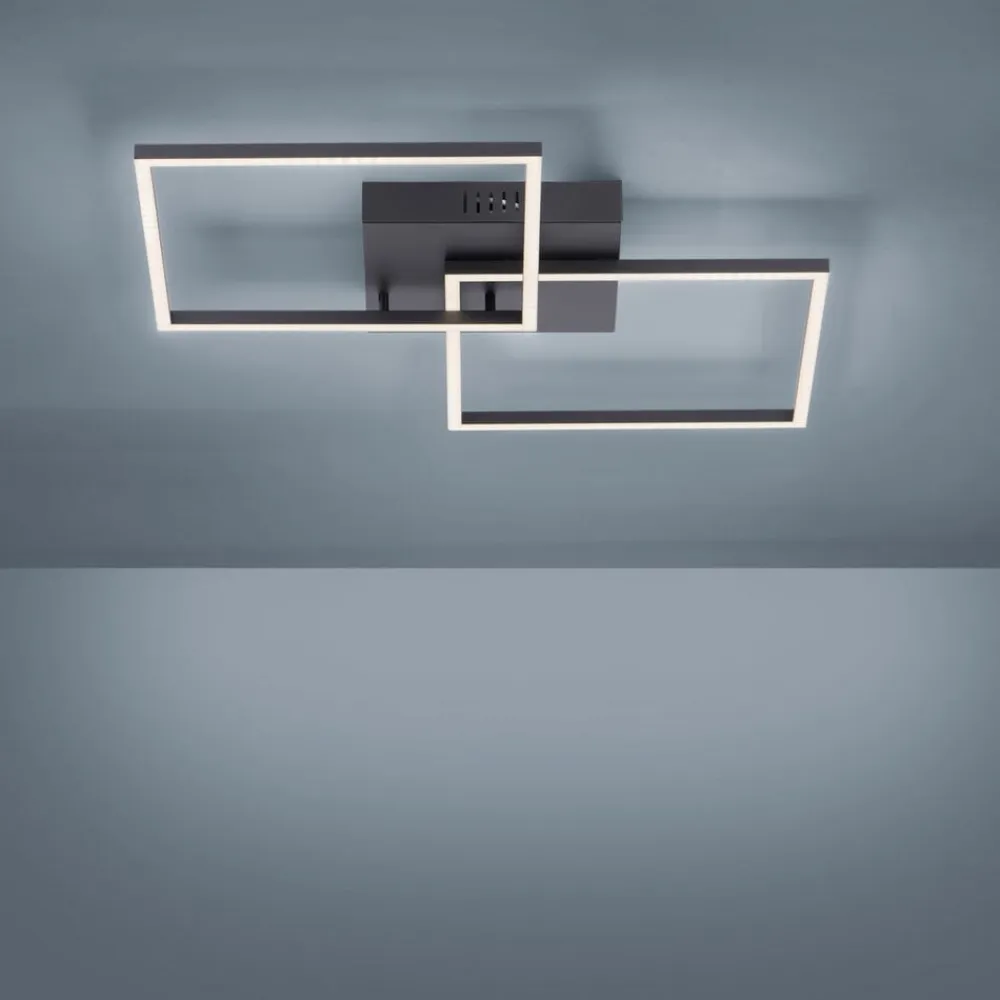 JUST LIGHT. GmbH LED-loftlampe Iven, dæmpbar, sort, 53x53cm