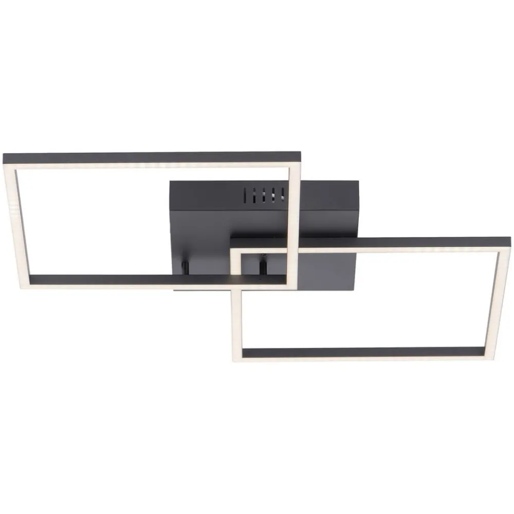 JUST LIGHT. GmbH LED-loftlampe Iven, dæmpbar, sort, 53x53cm