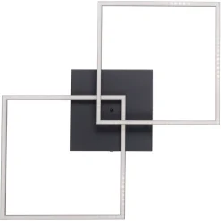 JUST LIGHT. GmbH LED-loftlampe Iven, dæmpbar, sort, 53x53cm