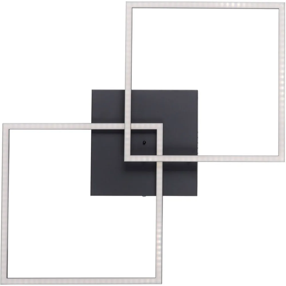 JUST LIGHT. GmbH LED-loftlampe Iven, dæmpbar, sort, 53x53cm